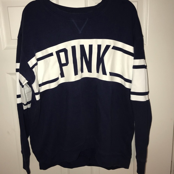 PINK Victoria's Secret Sweaters - PINK Navy Blue Crew Neck Sweater